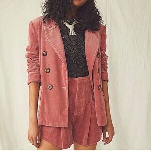 Free People - Ella Corduroy suit 2 piece Pink blazer and shorts